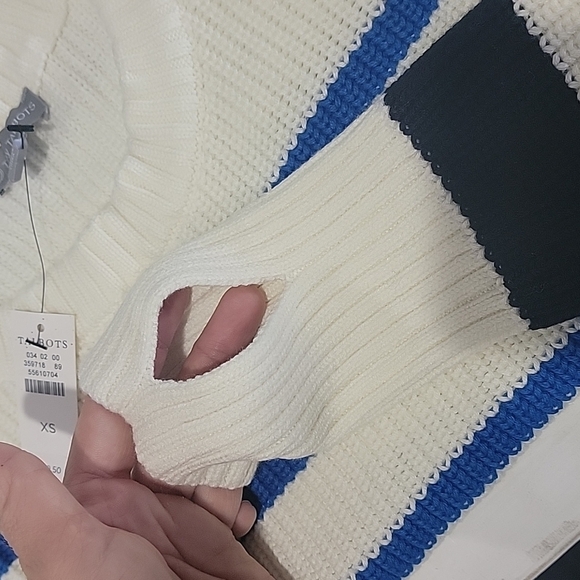 Talbots MULTI STRIPE CREWNECK HIGH-LOW SWEATER - Picture 4 of 4